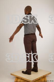 Whole body black white striped shirt brown jeans brown shoes…